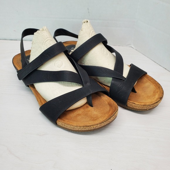 Eurosoft by Sofft Giannetta Black Crisscross Strappy Wedge Sandals Size 10M - Picture 5 of 16